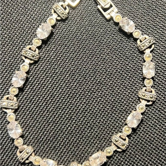 Silver Bracelet with oval Zircons and Marquise - Picture 1 of 4